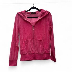 Tracksuit pink velour quarter-zip hoodie